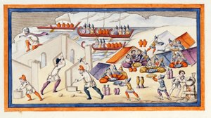 The Greeks began to dig a bulwark to protect their barracks and ships. The Iliad. Song VII. Engraving from the end of the 18th century by Unknown artist