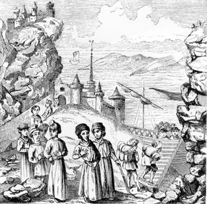 The Jews expelled from Spain (reproduction of an engraving from the early 17th century)