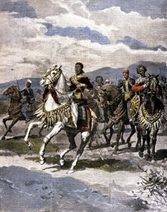 The King of Ethiopia Menelik II. Illustration of the Italian press by Unknown artist