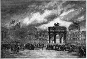 The Paris Commune in 1871. Fire of the palace of the Tuileries during the bloody week (May 22-28) by Unknown artist