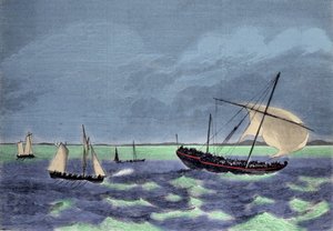 The capture of a dhow (Arab boat) along the Malagasy coast. by Unknown artist