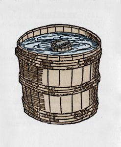 The compass in its most ancient form floating on the water surface. Illustration from a treatise on magnetism by J. Taisnier by Unknown artist