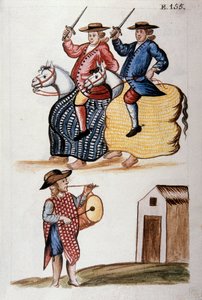 The Dance of the Little Horse, from the Book "Trujillo del Peru" or "Codex Martinez Compañón" by Baltazar Martinez Compañón y Bujanda, Bishop of Trujillo by Unknown artist
