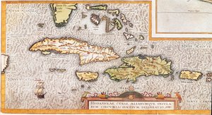 The islands of the Greater Antilles and the Lesser Antilles in the Caribbean Sea (map) by Unknown artist
