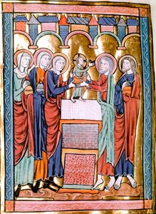 The presentation at the Miniature temple taken from Liber Psalmorum Cum Calendario or Psaltier à l