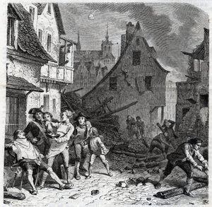 The Shaving Dish of Lille - An Episode from the Siege of Lille in 1792 - engraving