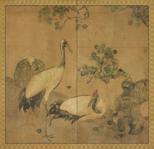 Three Cranes Under a Tree by Unknown artist
