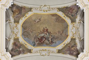 Trinity and Saint Stephen in Glory with the four Evangelists
