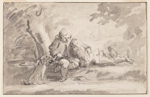 Two Boys Looking at a Book by Unknown artist