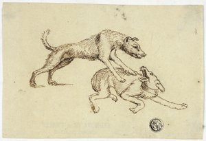 Two Dogs Fighting by Unknown artist