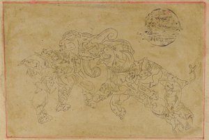 Two Composite Elephants, Fighting by Unknown artist