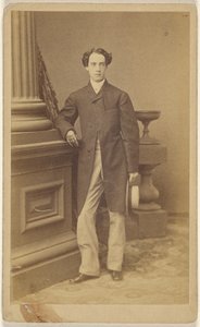 Unidentified man wearing gloves, holding a straw hat in his left hand, standing by Unknown artist