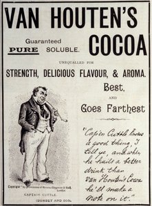 Van Houten cocoa advertising sticker, about 1890