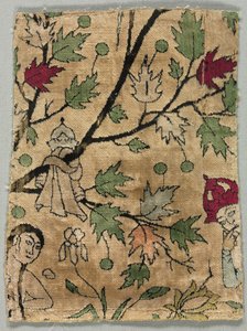 Velvet Fragment, Khusrau Sees Shirin Bathing by Unknown artist