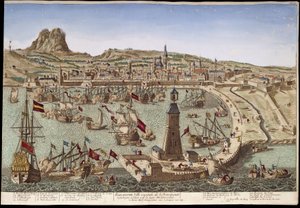 View of Barcelona and Its Port - Optical View by Unknown artist