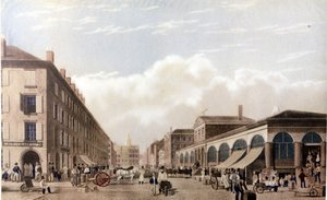 View of New York: Market at Fulton Street. SD lithography around the middle of the 19th century. by Unknown artist