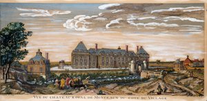 View of the Chateau Royal de Monceaux. Engraving from 1740. Private Collection by Unknown artist