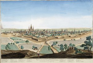 View of the city of Milan, Italy with the cathedral and the fortifications
