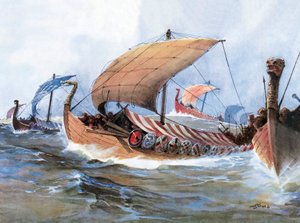 Viking Boat in Transit Towards Normandy
