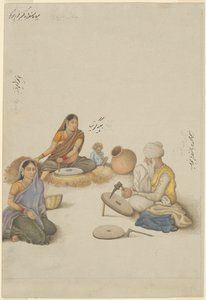 Villagers Grinding Corn, page from the Fraser Album by Unknown artist