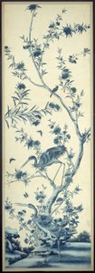 Wallpaper Panel with Birds and Flowering Trees