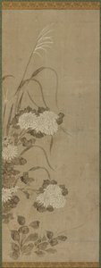 White Chrysanthemums and Grasses by Unknown artist