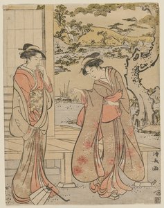 Woman Dropping a Lantern by a Porch