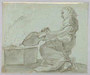 Woman with Bellows Lighting Fire