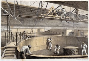 Wrapping the cable into large tanks at Greenwich by Unknown artist