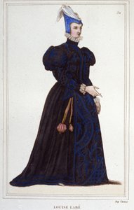 Portrait of Louise Labé, French poet, engraving of 1830 by Unknown artist