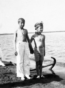 Alexei the Tsarevich Playing on the Beach at Livadia in the Crimea by Unknown photographer