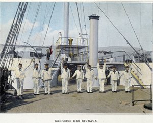 Exercise of Signals - in Album militaire - Marine: Life on Board by Unknown photographer