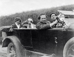 Helene Berg, Alma Mahler, Franz Werfel and Alban Berg Photographed in Car