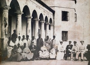 King Prempeh and Court with Dr. de Groot and Mrs. de Groot at Gold Coast Castle by Unknown photographer