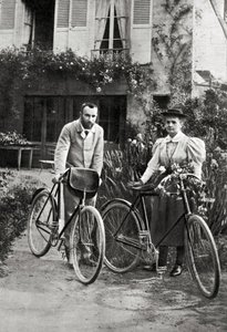 Pierre and Marie Curie in their garden by Unknown photographer