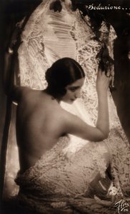 Portrait of a Young Woman Shrouded in a White Lace Cloth by Unknown photographer