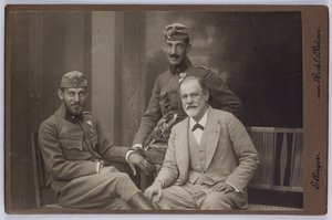 Sigmund Freud with His Sons, Ernst and Martin Wearing Military Uniforms, c.1916