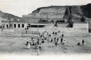 View of the beach of Mesnil Val with its casino and terraces, Manche Normandy Postcard from the beginning of the 20th century by Unknown photographer