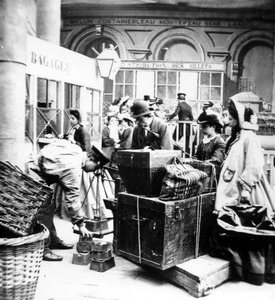 Passengers Overseeing the Weighing of the Luggages in Gare de Lyon in Paris, at the Time of the Second Empire in France