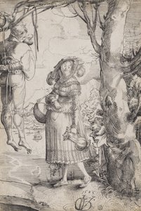 Woman near hanged man by Urs (1485-1528) Graf