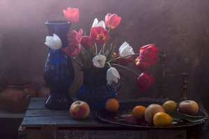 Moody Tulips Still Life