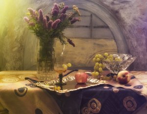 Rustic Flowers and Fruit