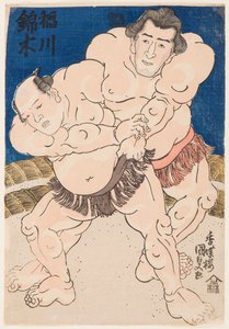 Sumo Wrestling Match between Inogawa and Nishikigi by Utagawa Kunisada