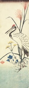 Pampas Grass, Patrinia, Chinese Bellflower and a Crane, 1830-1858