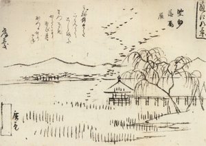 A Wide View Over a Lake with a Flight of Geese