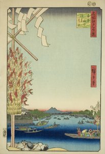 Asakusa River, Great Riverbank, Miyato River, from the series "One Hundred Famous Views of Edo" by Utagawa Hiroshige