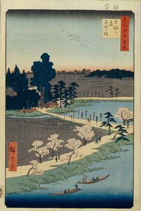 Azuma no mori Shrine and the Entwined Camphor One Hundred Famous Views of Edo by Utagawa Hiroshige