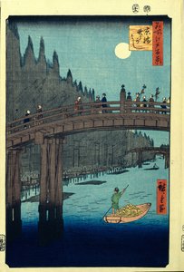 Bamboo Quay by Kyobashi Bridge. One Hundred Famous Views of Edo