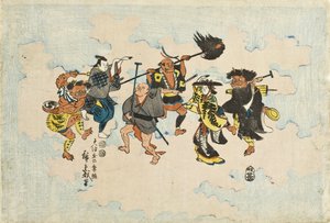 Characters from Ōtsu-e Folk Paintings Dancing Bon-odori by Utagawa Hiroshige