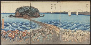 Crowds Visiting the Shrine of Benzaiten at Enoshima in Sagami Province on the Occasion of the Special Viewing by Utagawa Hiroshige